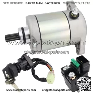 Starter Motor & Solenoid Relay & Ignition Switch for Suzuki ATV Eiger 400 2WD 4WD LT-A400 LT-F400 2002-2007 3545-016 31100-38F00 3313-719 31210-PWB1-900 SM-14241