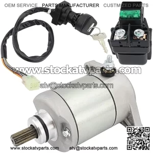 Starter w/Relay & Ignition Switch for Suzuki Eiger 400 2002-2007 2WD 4WD LT-A400 LT-F400 LT-F400F LT-A400F LT-A400C, 31100-38F00 18809 18840, 2002 2003 2004 2005 2006 2007 Eiger 400 Starter