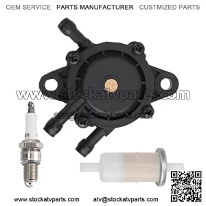 49040-0769 Fuel Pump 49019-1055 Fuel Filter Fit for Kawasaki Prior Mule 600 610 4X4 KAF400 KAF400-A1 KAF400A6F KAF400A7F KAF400-B1 KAF400B6F KAF400B7F KAF400-C1 2007-2014 with Spark Plug