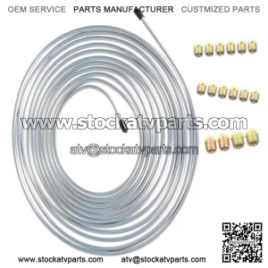 1/4 OD 25ft Coil Roll & 16 Tube Nut Fittings Brake Line Tubing Kit