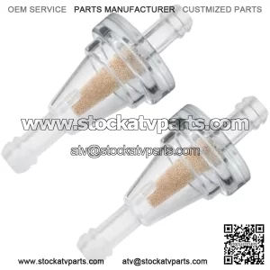 2 Pack Inline Fuel Filter, Small 90 Degree In Line Fuel Filters for 1/4 Fuel Line Gas Engine, Copper Core Transparent Clear Gasoline Cup Replacement, Compatible with Motorcycle Bike