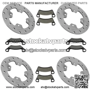 Front and Rear Brake Disc Rotors with Brake Pads for John Deere RSX860i Gator
