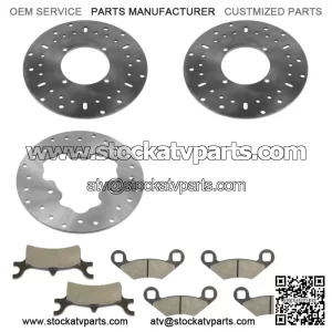 Front / Rear Brake Disc Rotor And Pads for Polaris Scrambler 500 4x4 2010 - 2012