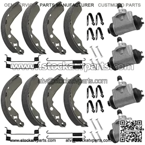 All Front & Rear Brake Wheel Cylinders Shoes fit for Kawasaki Mule 600 610 KAF400 2005-2009
