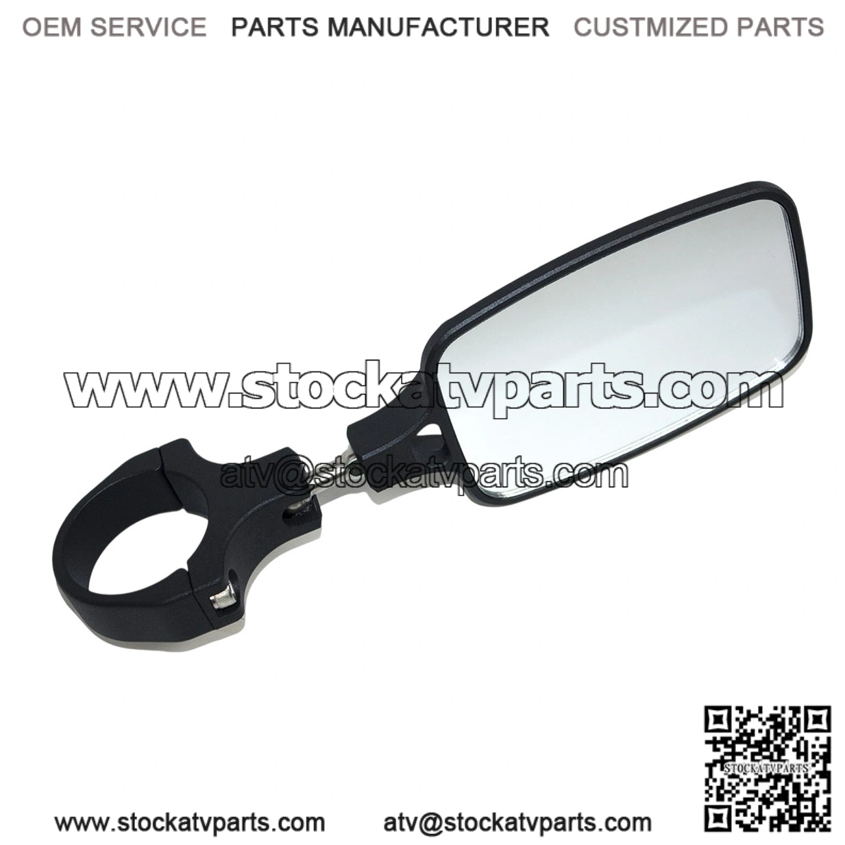Black Clamp-On 2-Inch Billet Aluminum Break-Away Side View Mirror for Can-Am Commander/Maverick - Image 2