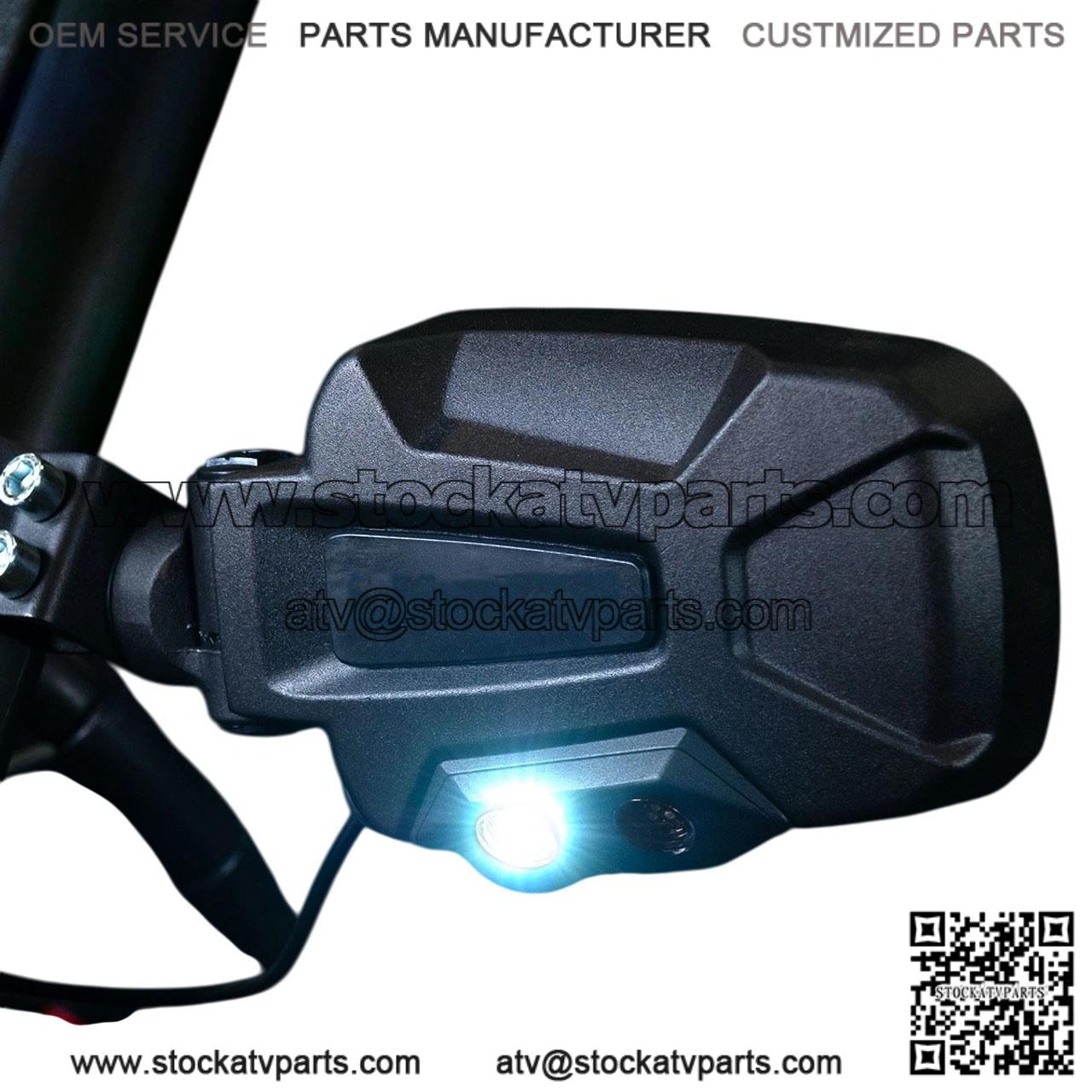 Side View Mirror with Dual-Mode LEDs for 1.75-Inch Round Tube