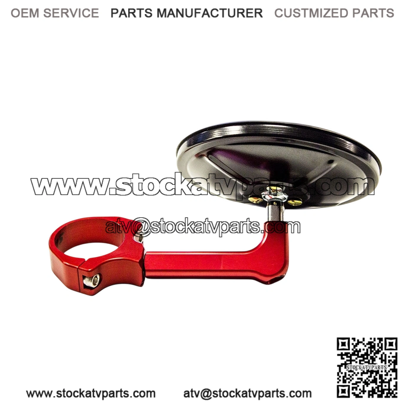 Special Edition Side Mirror - Red Clamp & Arm, Black Mirror for RZR RS1 1?"