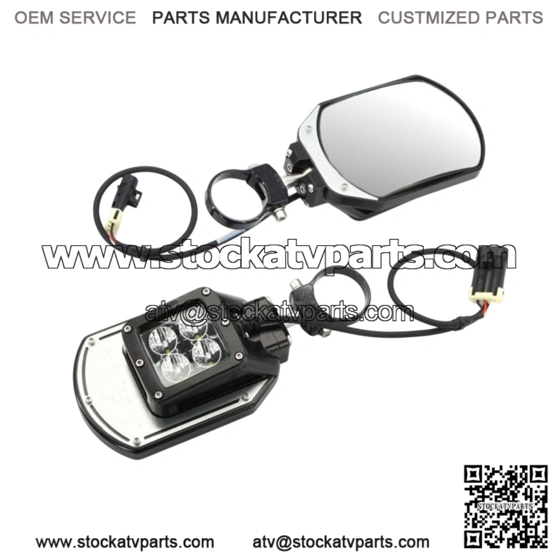 Side Mirrors with Amber Light & Rigid Front Light for Kawasaki Mule/KRX/Teryx