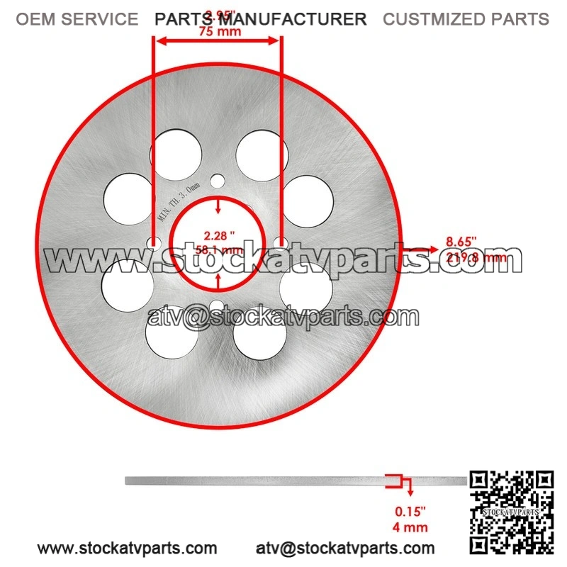 For Yamaha Raptor 660R 2001-2005 Rear Right Brake Disc with Brake Pads and Bolts - Image 2