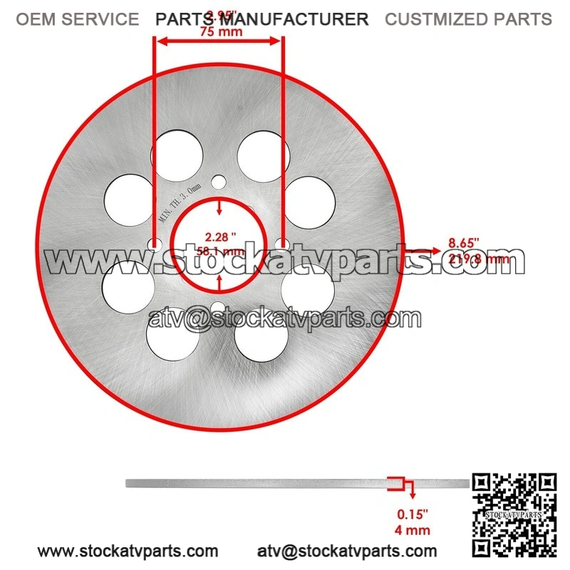 Fits Yamaha Warrior 350 YFM350X 1990-2004 Rear Brake Disc Rotor With Caliper - Image 2