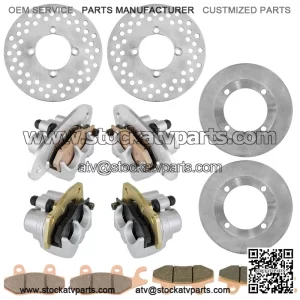For Yamaha Rhino 700 YXR700 4X4 08-13 Front Rear Brake Caliper Disc Rotor With Pad