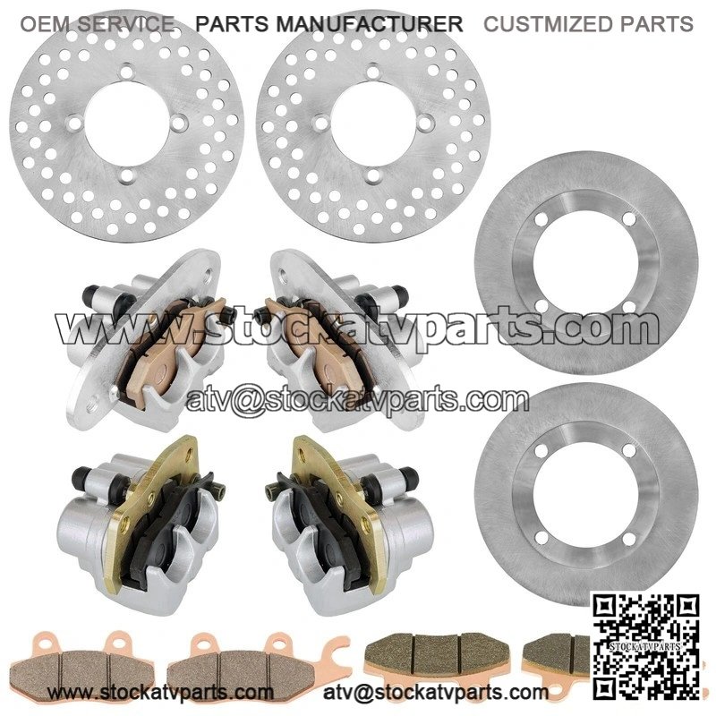 For Yamaha Rhino 700 YXR700 4X4 08-13 Front Rear Brake Caliper Disc Rotor With Pad