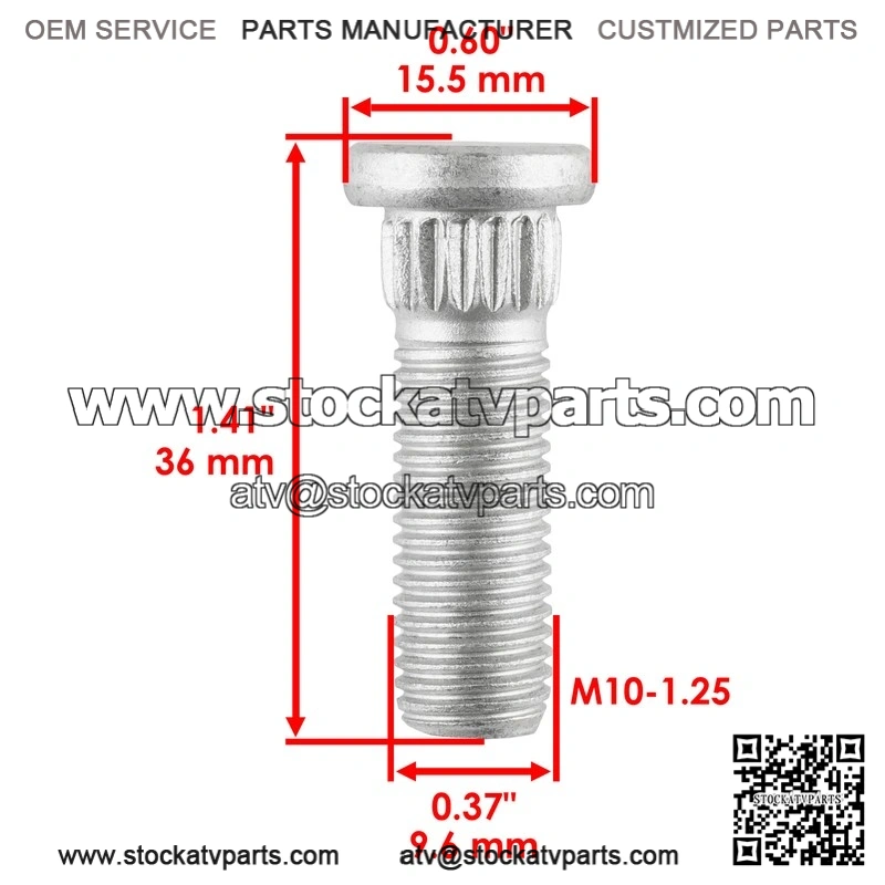 Can-AM 250300055 211300020 250300020 250300034 4 Front Rear Wheel Stud - Image 2