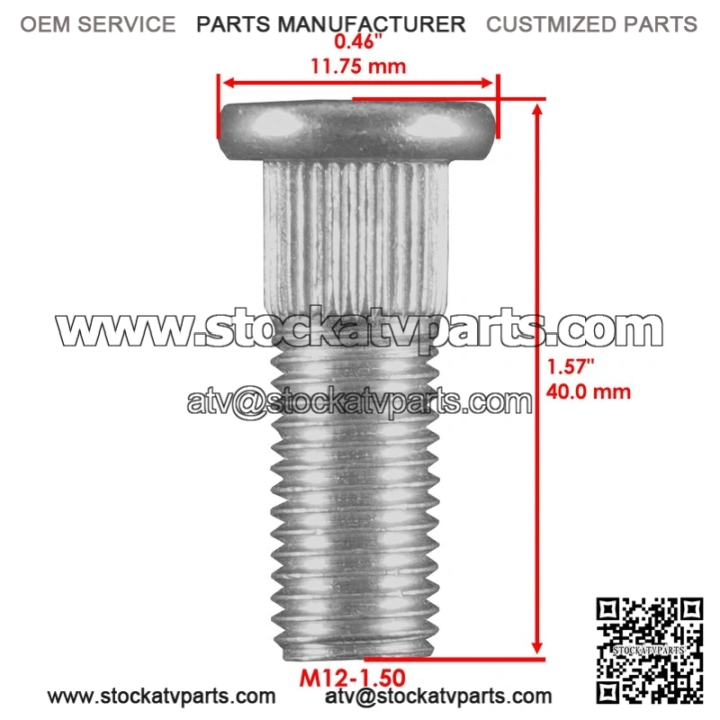 Polaris 7519753 , 7519128 8 Front or Rear Hub Stud - Image 2