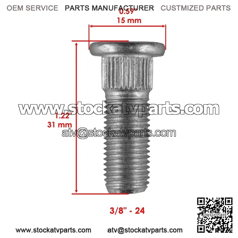 Polaris Magnum 325 2x4 4x4 2000-2001 3/8" 8x Front Rear Studs & Flange Nuts - Image 3
