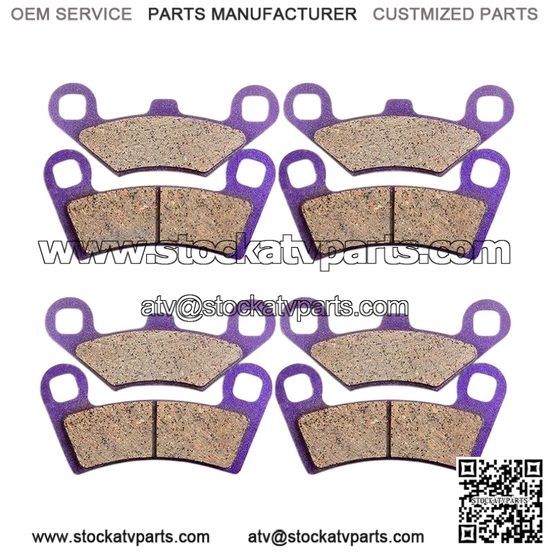 4 Pairs Carbon Fiber Brake Pads for Polaris RZR 800 EFI (2008-2013) | Front & Rear Kit | Low Dust & Noise