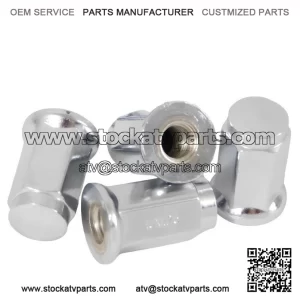 For ATV & UTV 10x1.25 ?C 4 Pack Of Chrome Flat Base 10mm x 1.25 Lug Nut Parts.